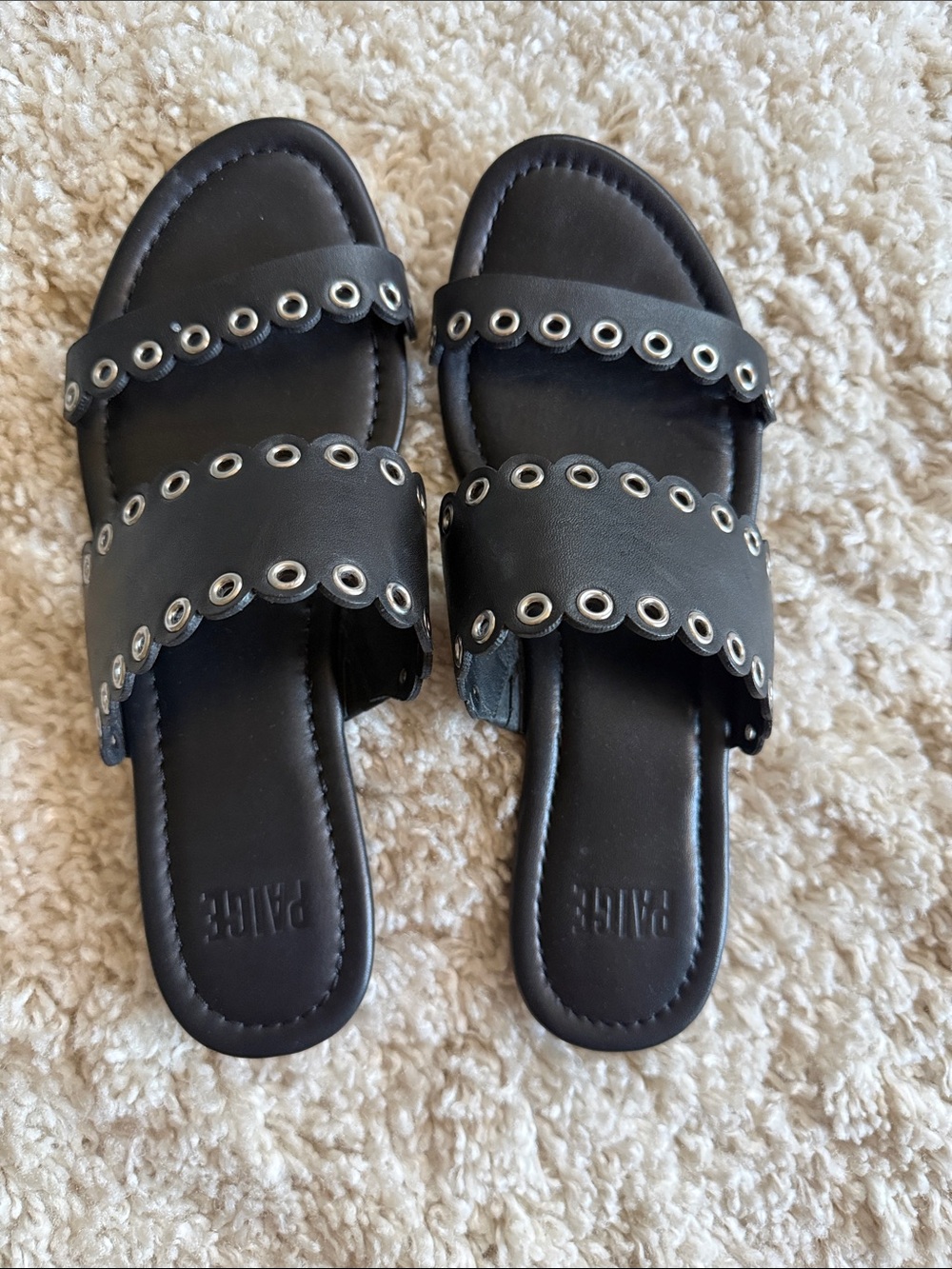 PAIGE Devyn Black Double-Strap Sandals - Picture 2 of 6